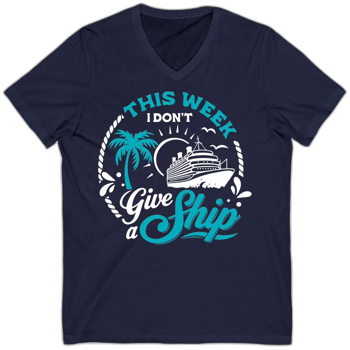 This Week I Don't Give A Ship V-Neck in Navy