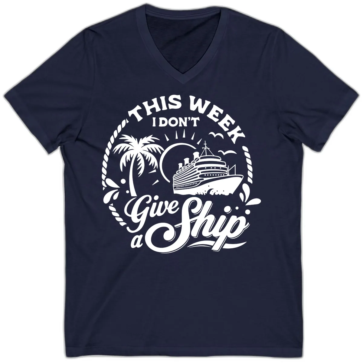 This Week I Don't Give a Ship V-Neck in Navy