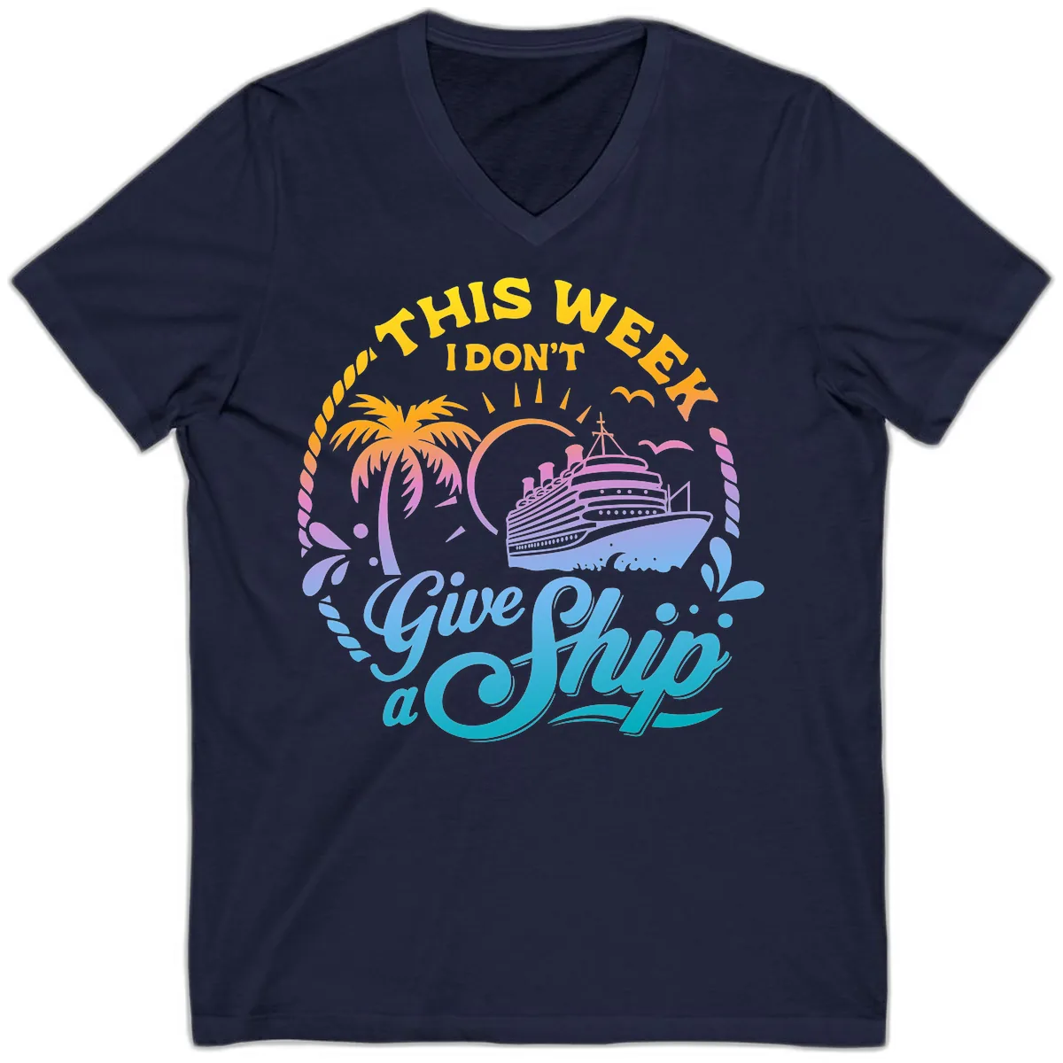 This Week I Don't Give A Ship V-Neck in Navy