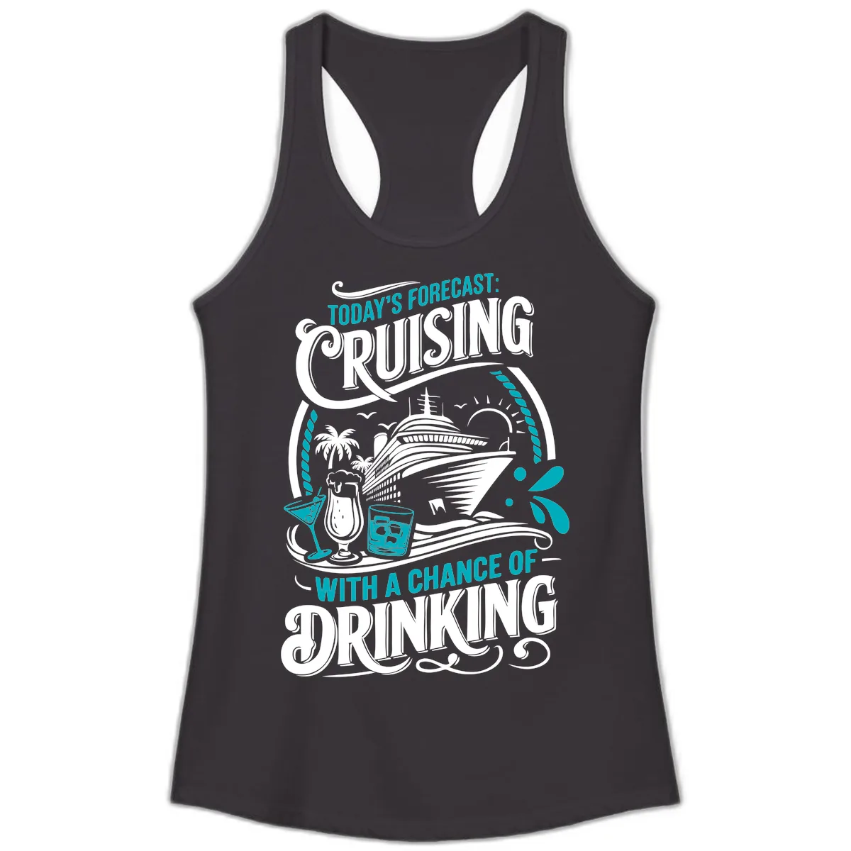 Today's Forecast Cruising With Drinking Ladies Tank in Black