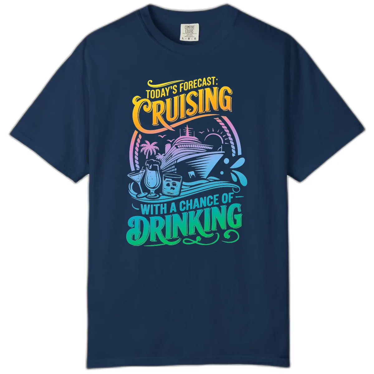 Today's Forecast Cruising With Drinking Comfort Color in Navy