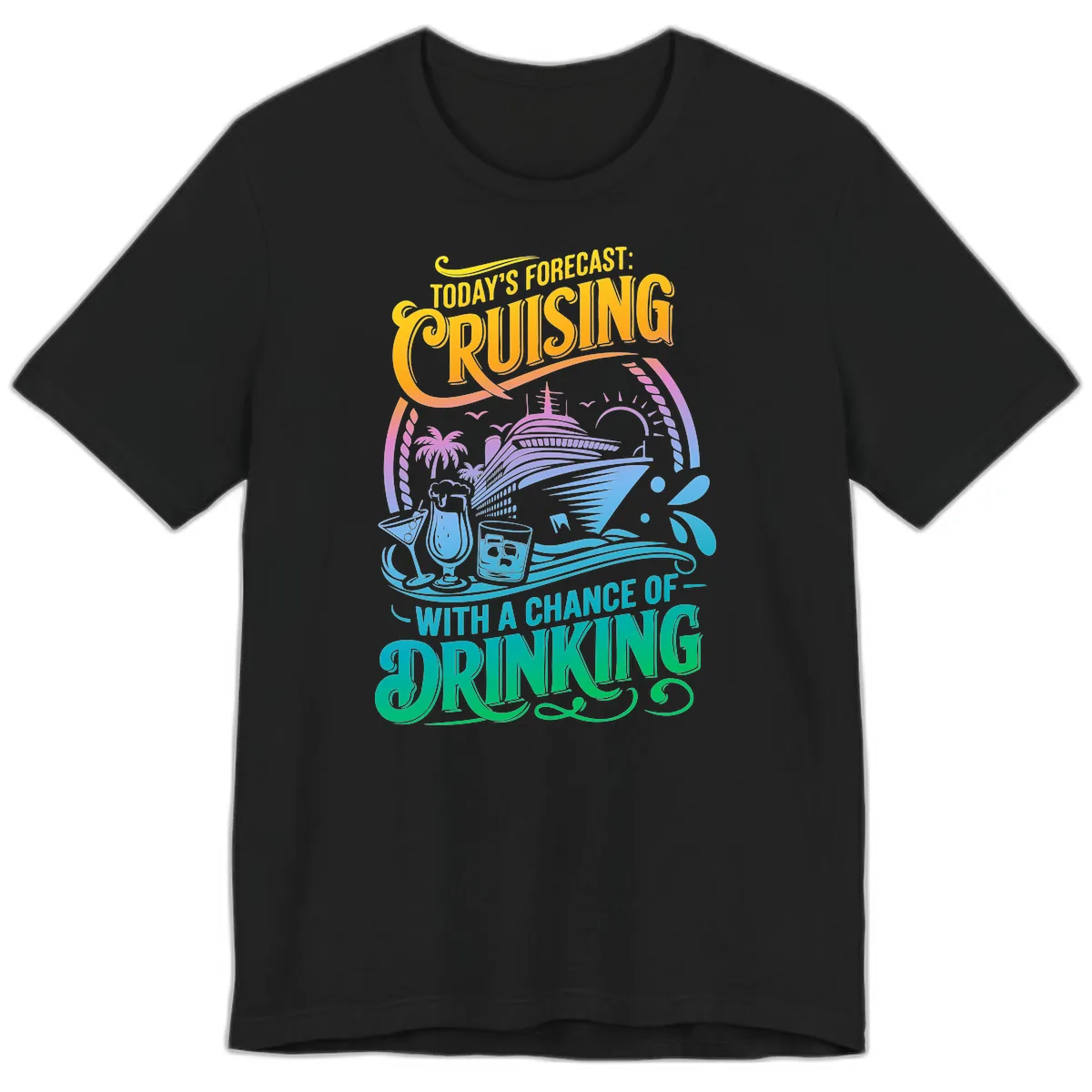 Today's Forecast Cruising With Drinking Premium T-Shirt in Black