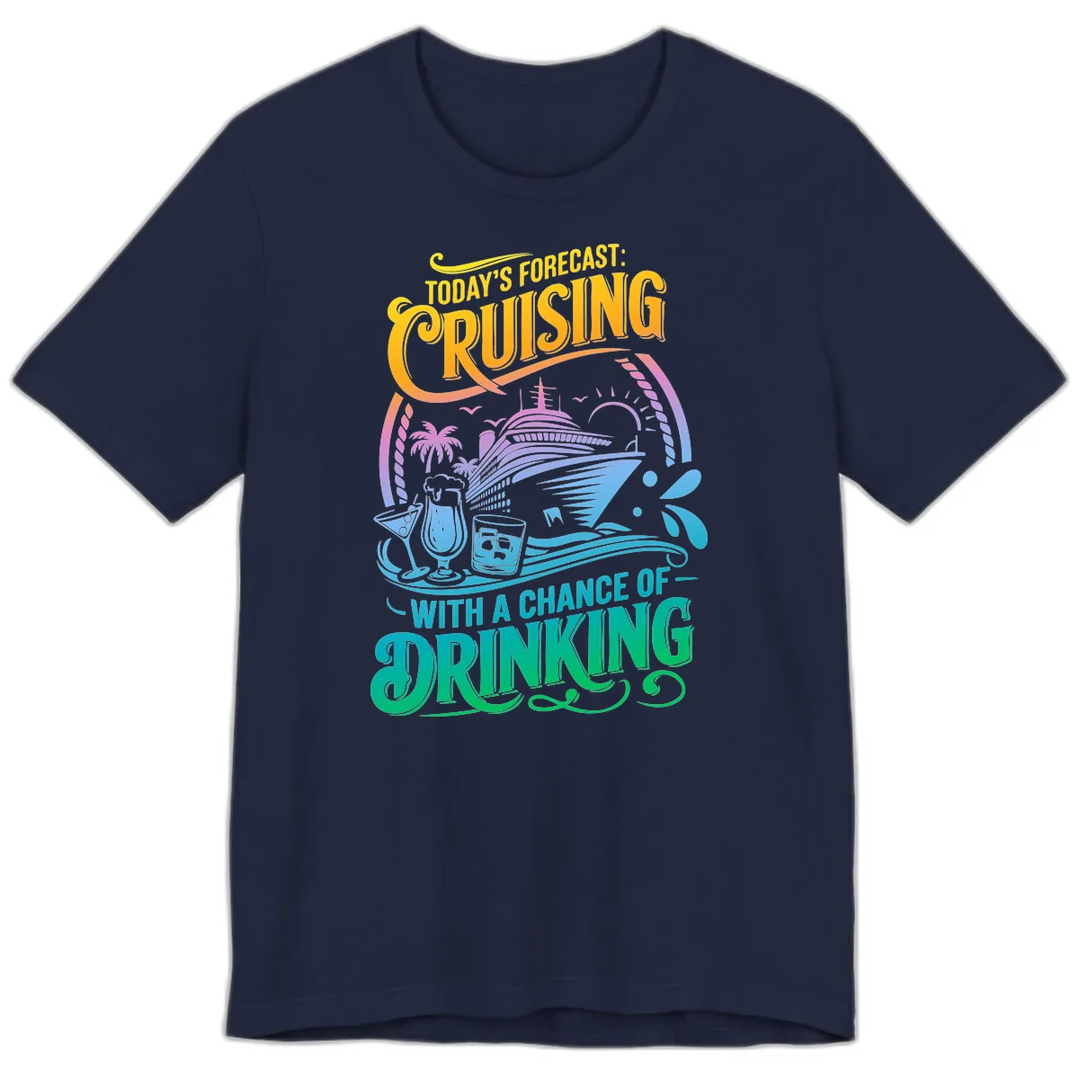 Today's Forecast Cruising With Drinking Premium T-Shirt in Navy