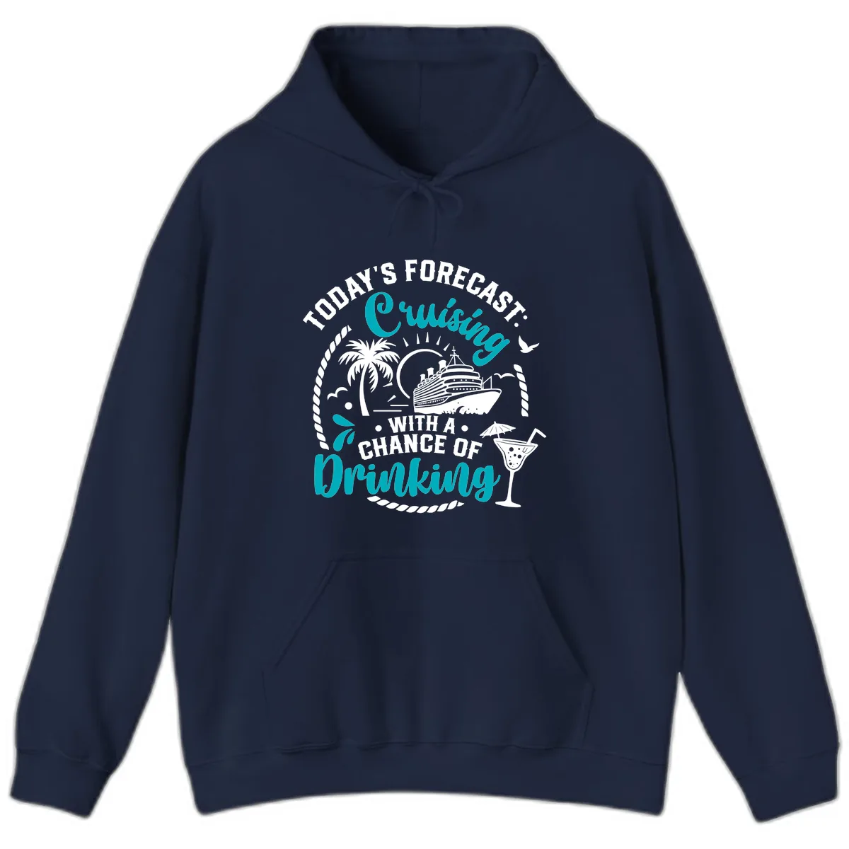 Today's Forecast Cruising Drinking Hoodie in Navy