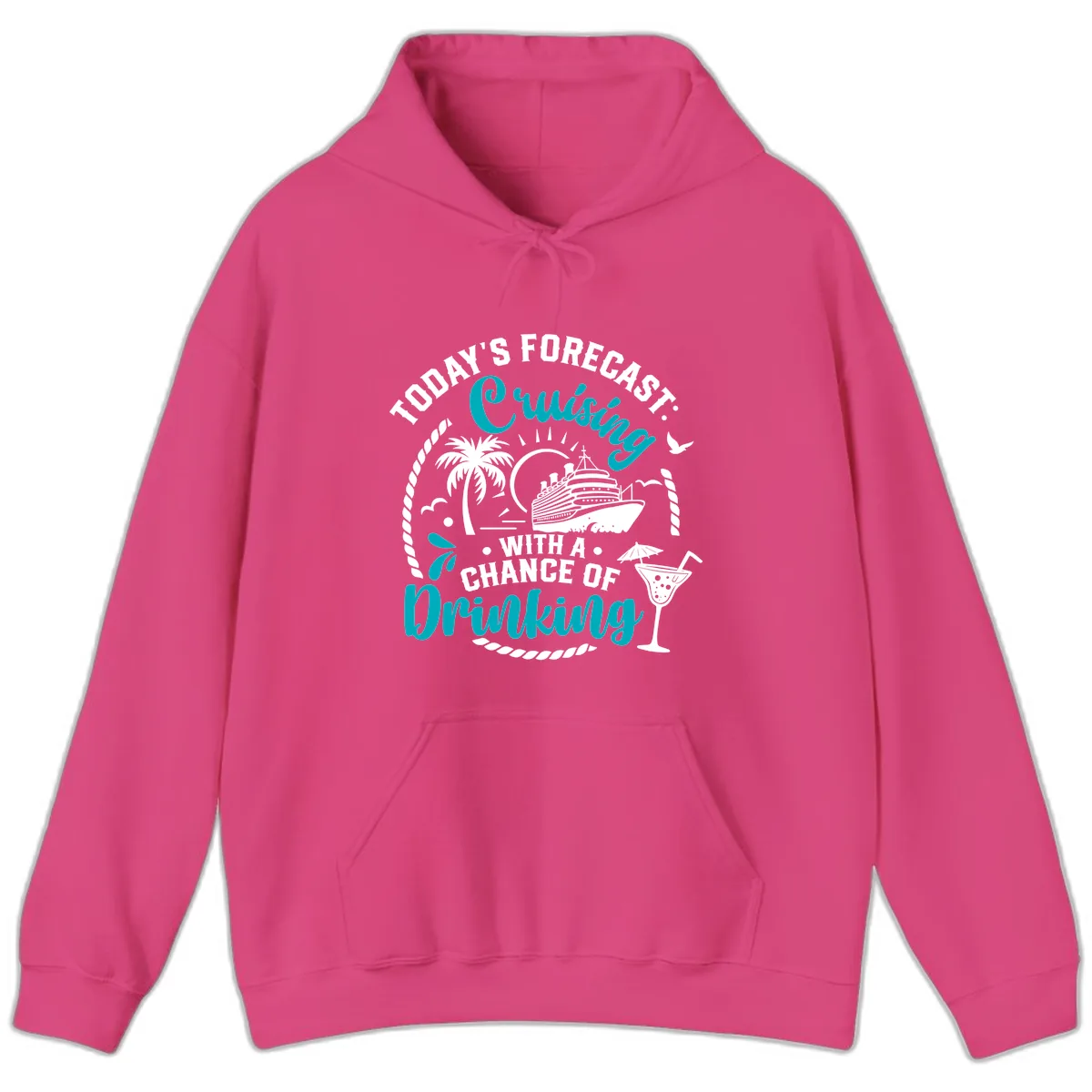 Today's Forecast Cruising Drinking Hoodie in Heliconia