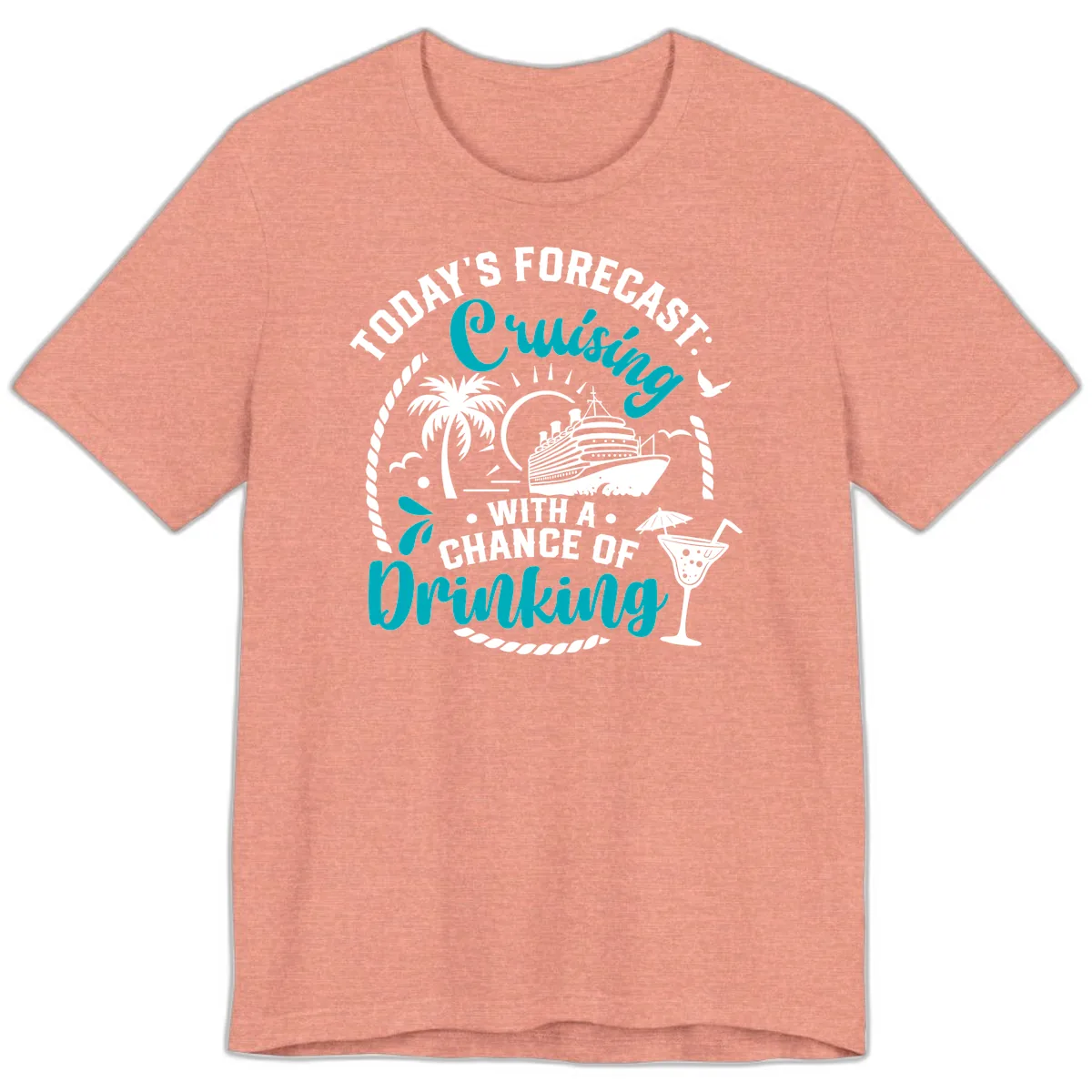 Today's Forecast Cruising Drinking Premium T-Shirt in Heather Sunset