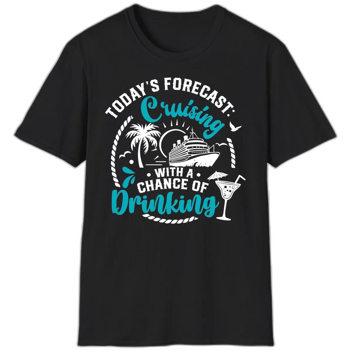 Today's Forecast Cruising Drinking T-Shirt in Black