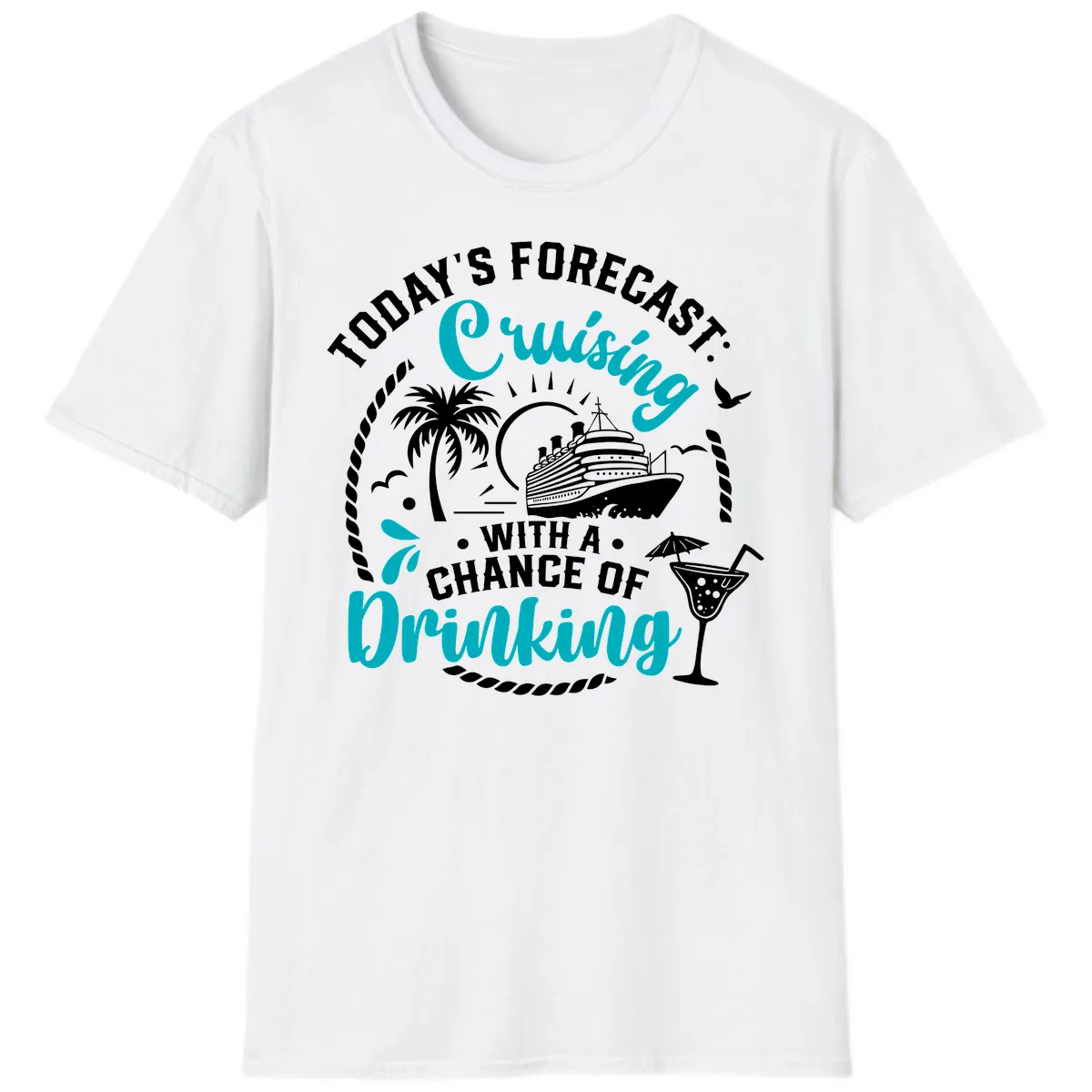 Today's Forecast Cruising Drinking T-Shirt in White