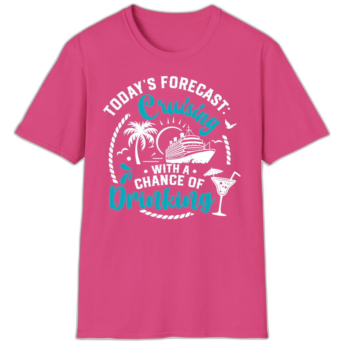 Today's Forecast Cruising Drinking T-Shirt in Heliconia