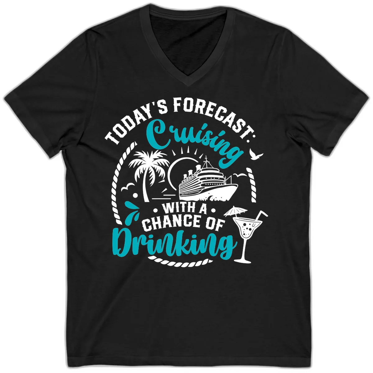 Today's Forecast Cruising Drinking V-Neck in Black