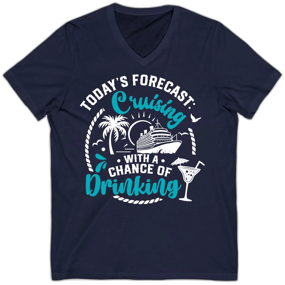 Today's Forecast Cruising Drinking V-Neck in Navy