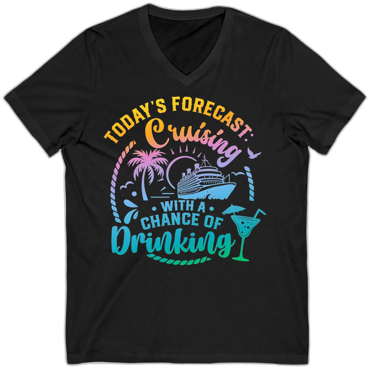 Today's Forecast Cruising With A Chance Of Drinking V-Neck in Black