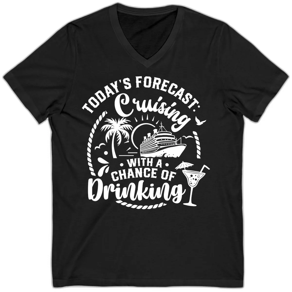 Today's Forecast Cruising With A Chance Of Drinking V-Neck in Black
