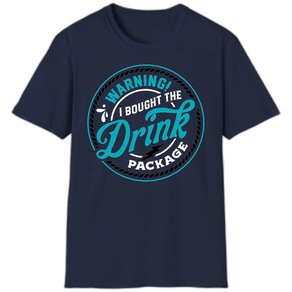 Warning I Bought The Drink Package T-Shirt in Navy