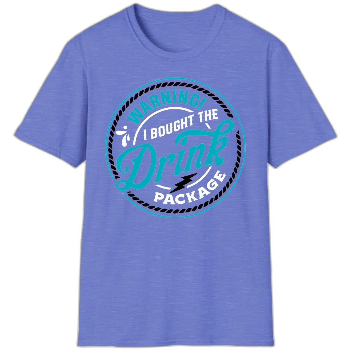 Warning I Bought The Drink Package T-Shirt in Heather Royal