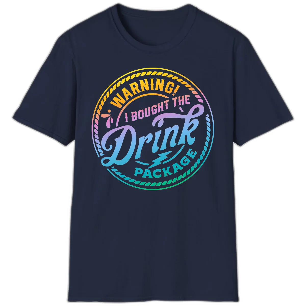 Warning I Bought The Drink Package T-Shirt in Navy