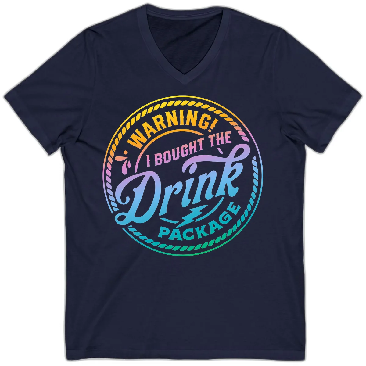 Warning I Bought The Drink Package V-Neck in Navy