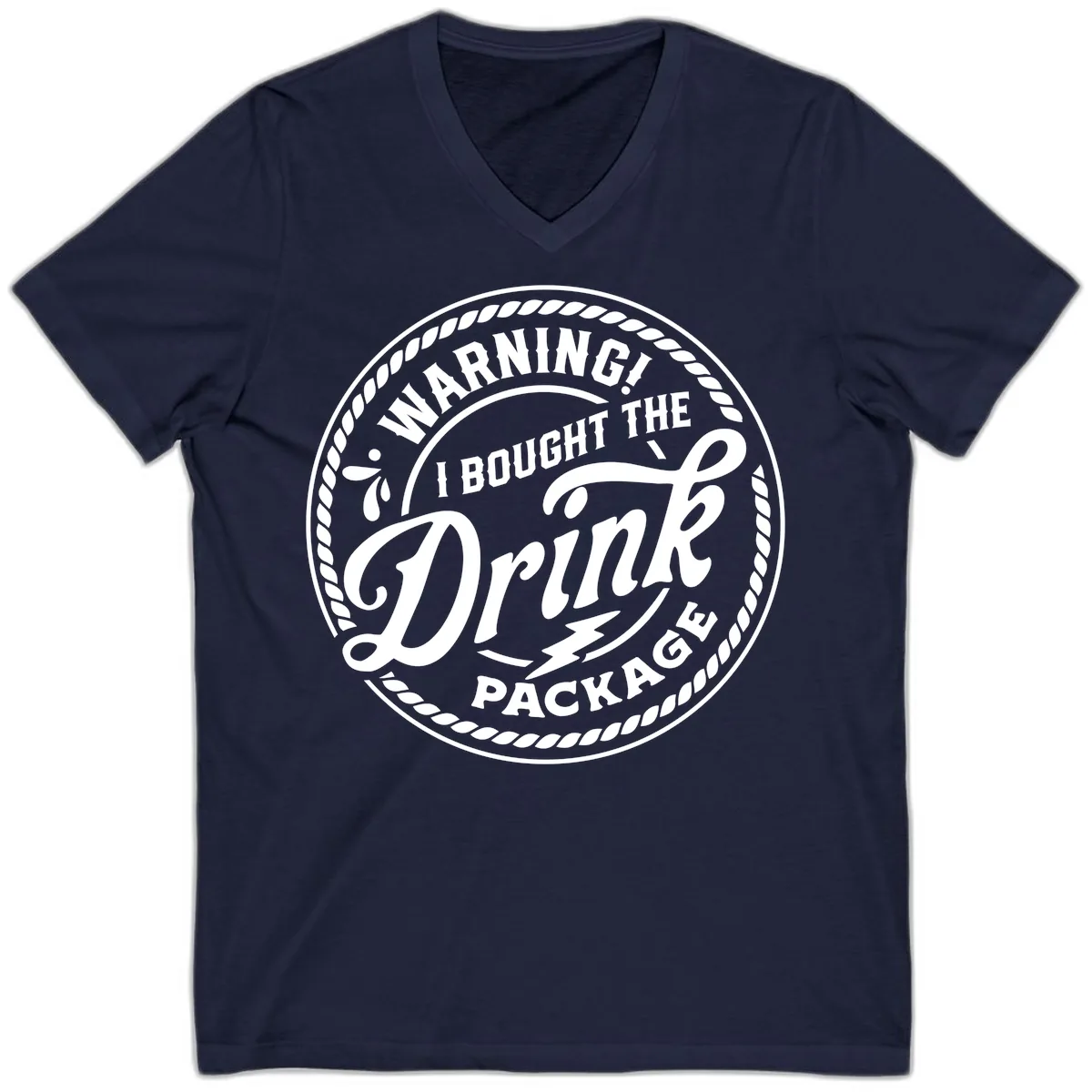 Warning I Bought The Drink Package V-Neck in Navy