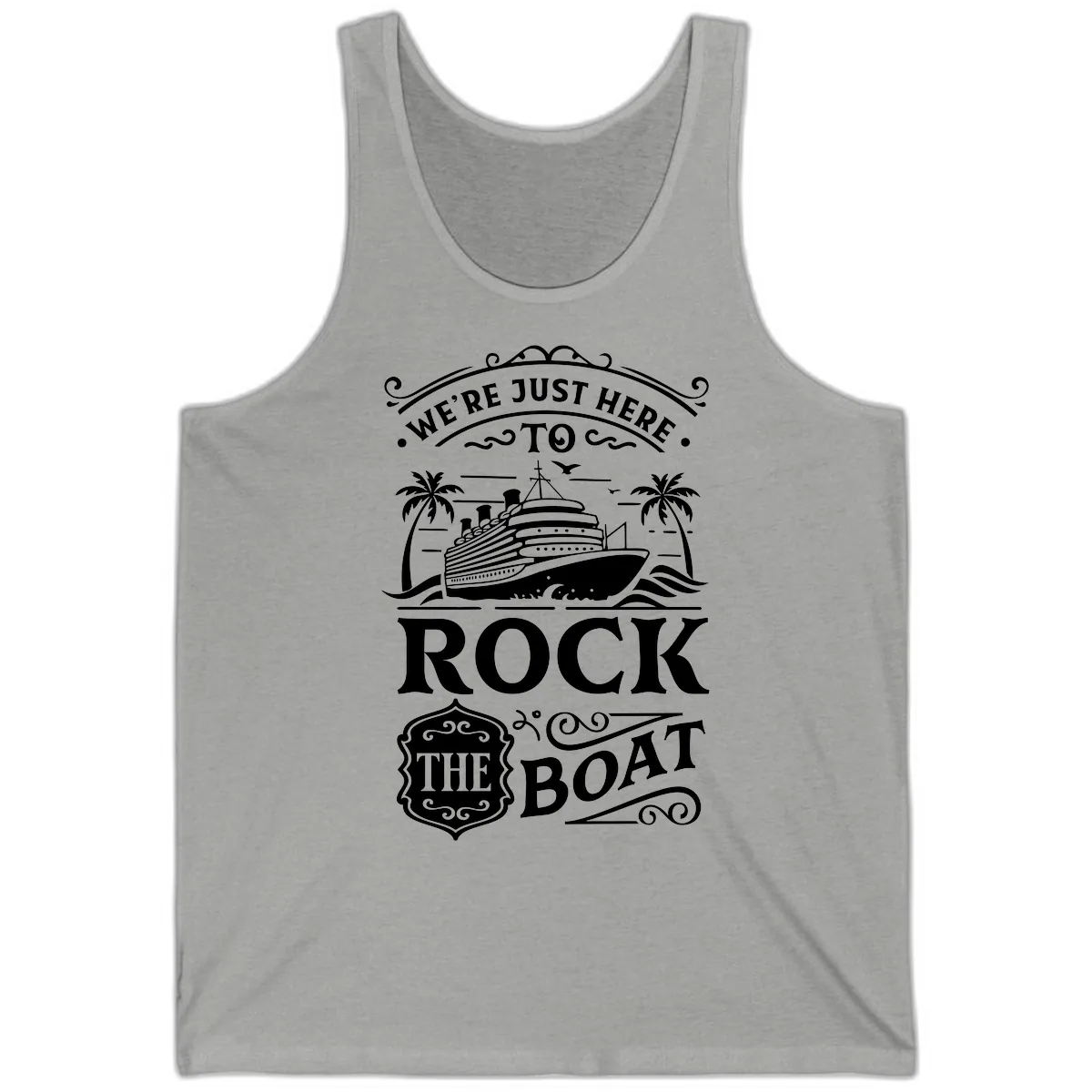 We're Just Here To Rock The Boat Tank in Athletic Heather