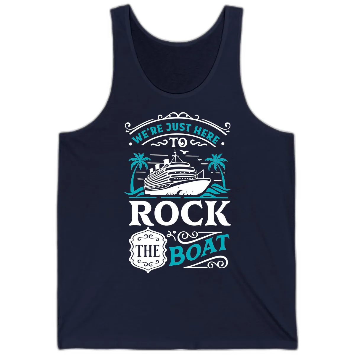 We're Just Here To Rock The Boat Cruise Tank in Navy
