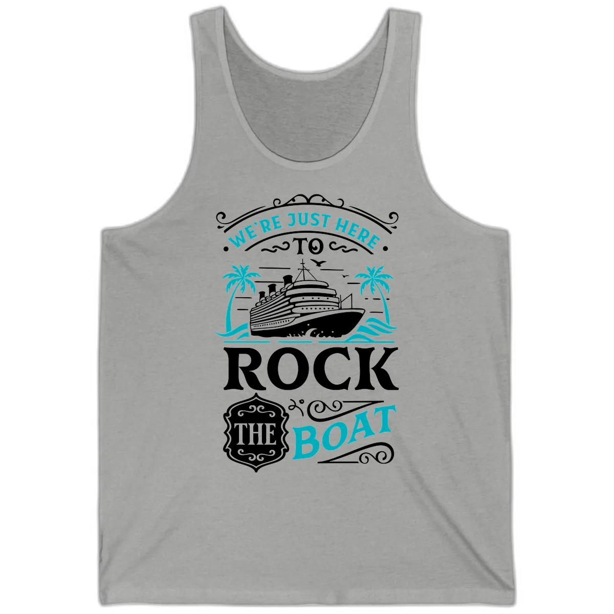 We're Just Here To Rock The Boat Cruise Tank in Athletic Heather