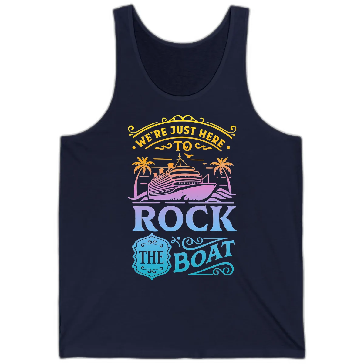 We're Just Here To Rock The Boat Tank in Navy