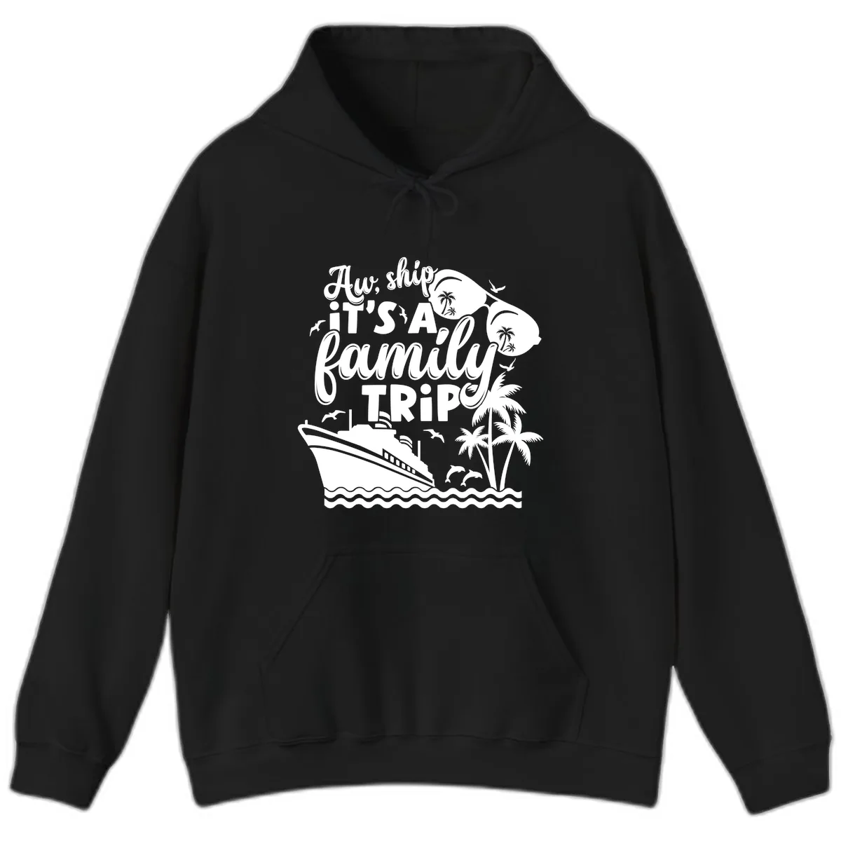 Aw Ship It's A Family Trip Hoodie in Black