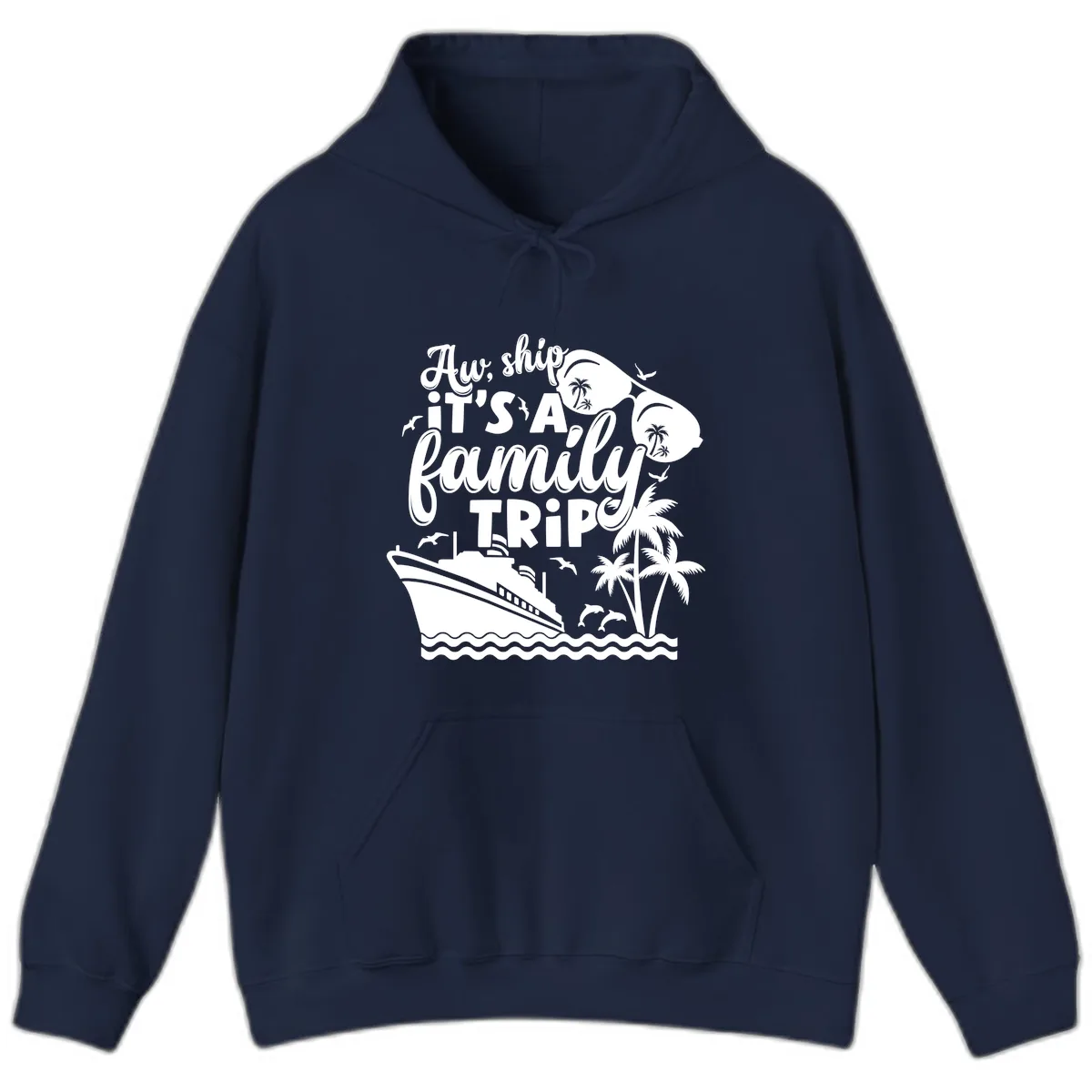 Aw Ship It's A Family Trip Hoodie in Navy
