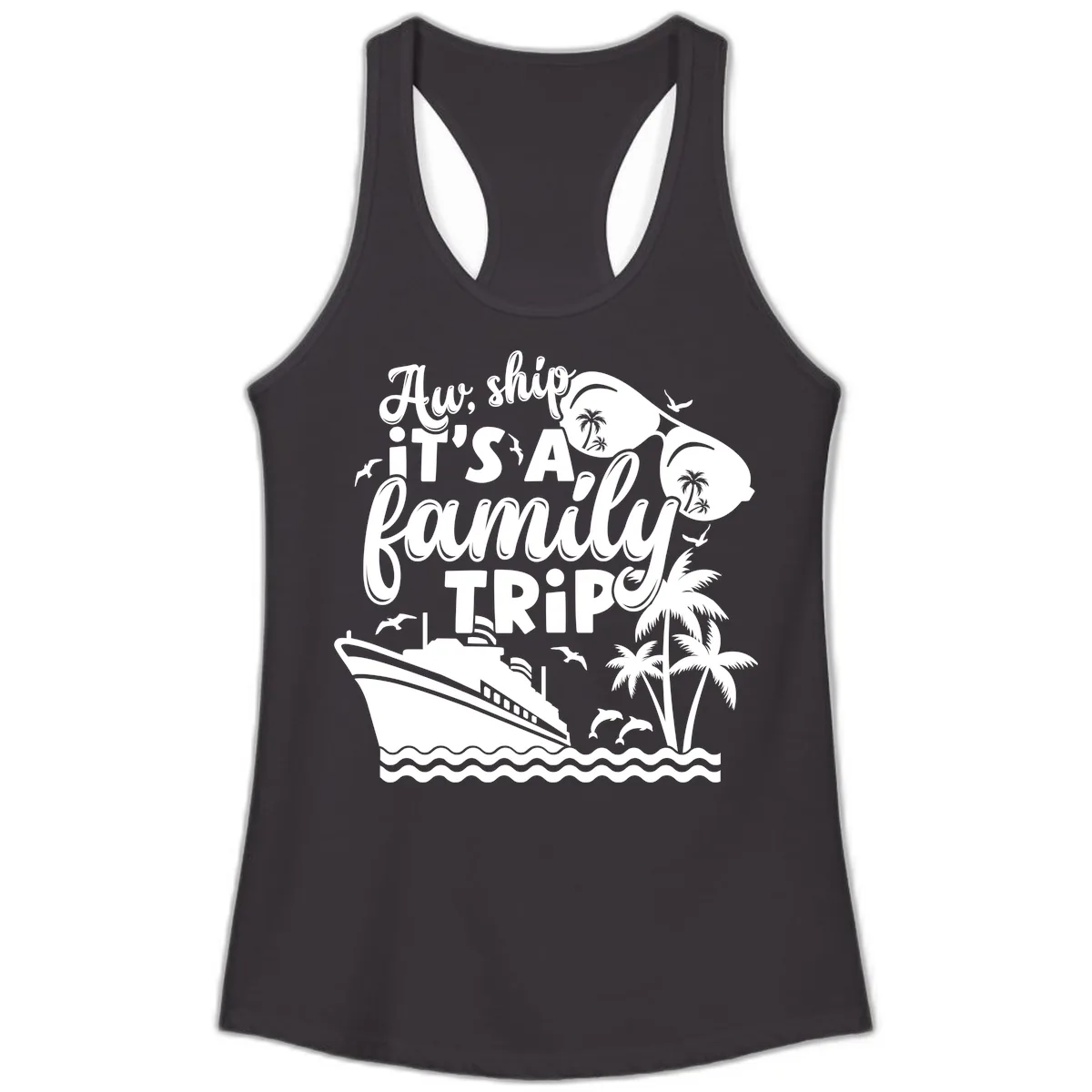 Aw Ship It's A Family Trip Ladies Tank in Black