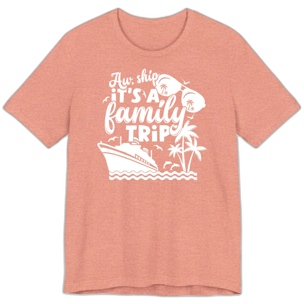 Aw Ship It's A Family Trip Premium T-Shirt in Heather Sunset