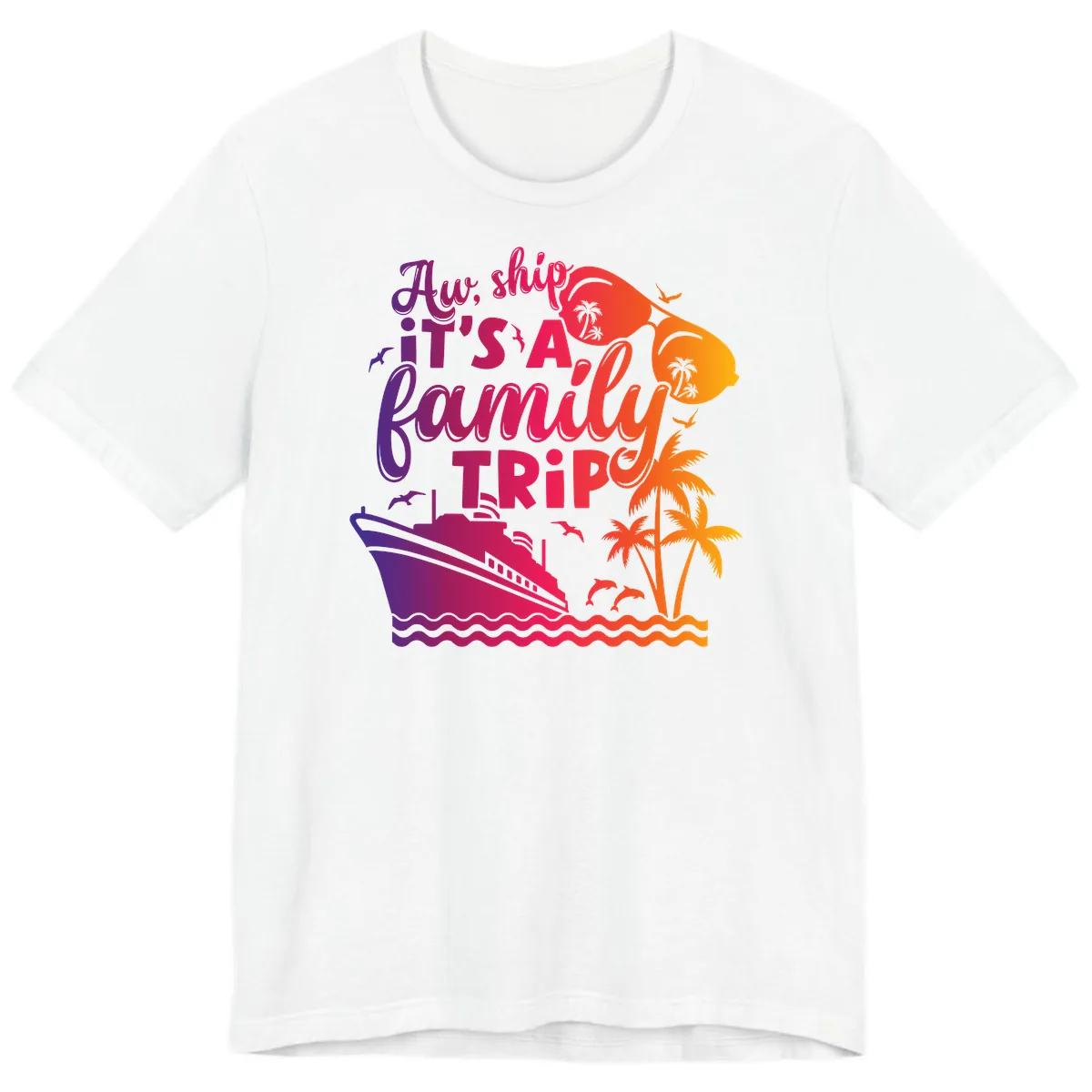 Aw Ship It's A Family Trip Design Premium T-Shirt in White