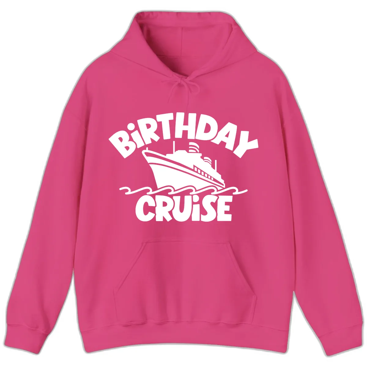 Birthday Cruise Fun Design Hoodie in Heliconia