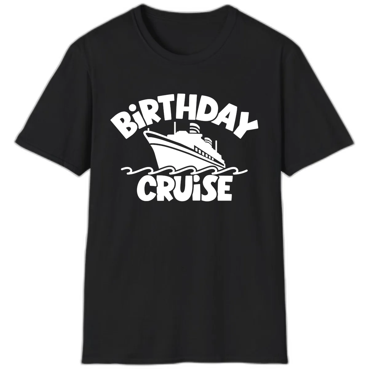 Birthday Cruise Fun Design T-Shirt in Black