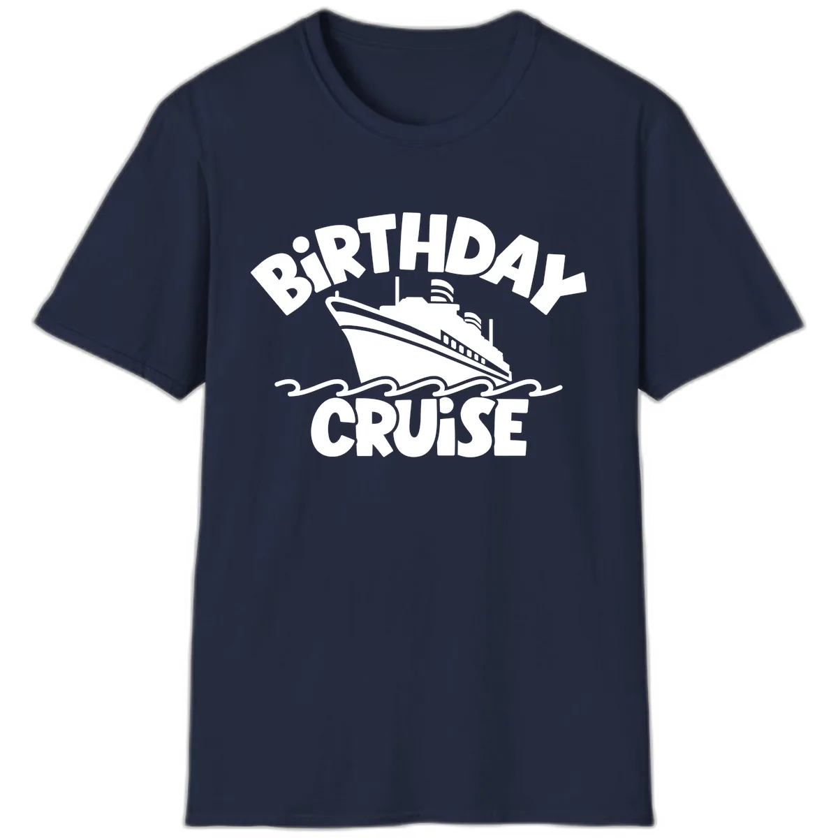 Birthday Cruise Fun Design T-Shirt in Navy