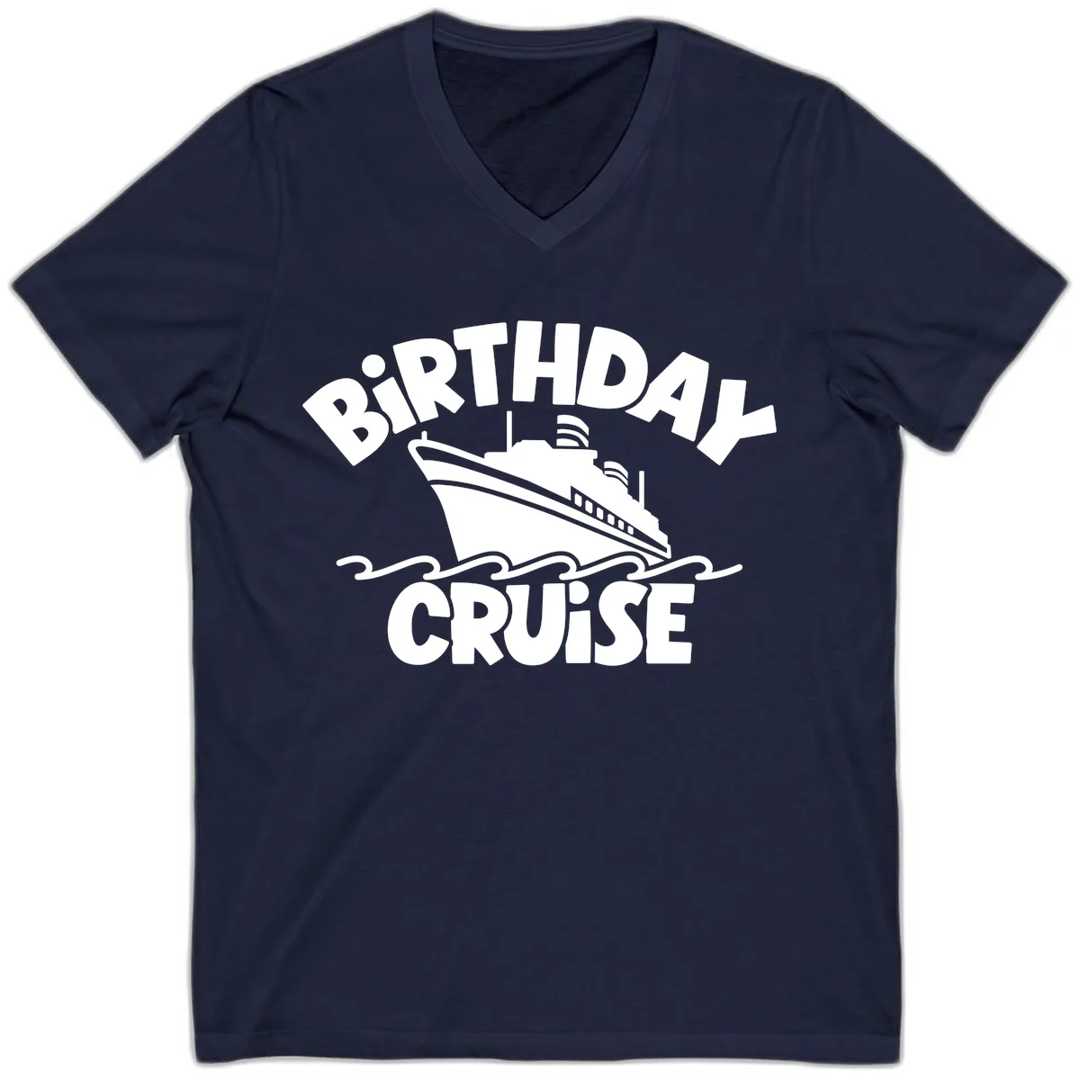 Birthday Cruise Fun Design V-Neck in Navy
