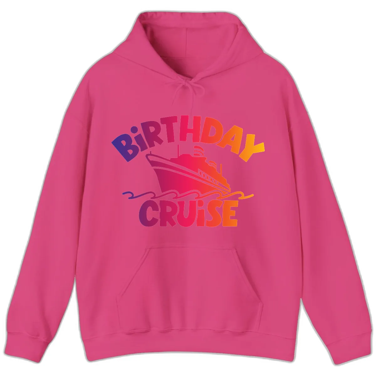 Birthday Cruise Fun Hoodie in Heliconia