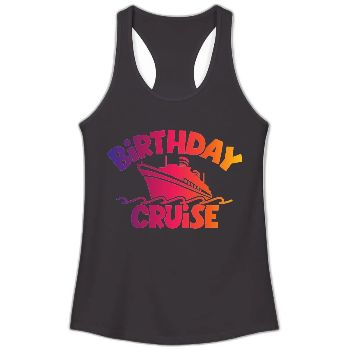 Birthday Cruise Fun Ladies Tank in Black