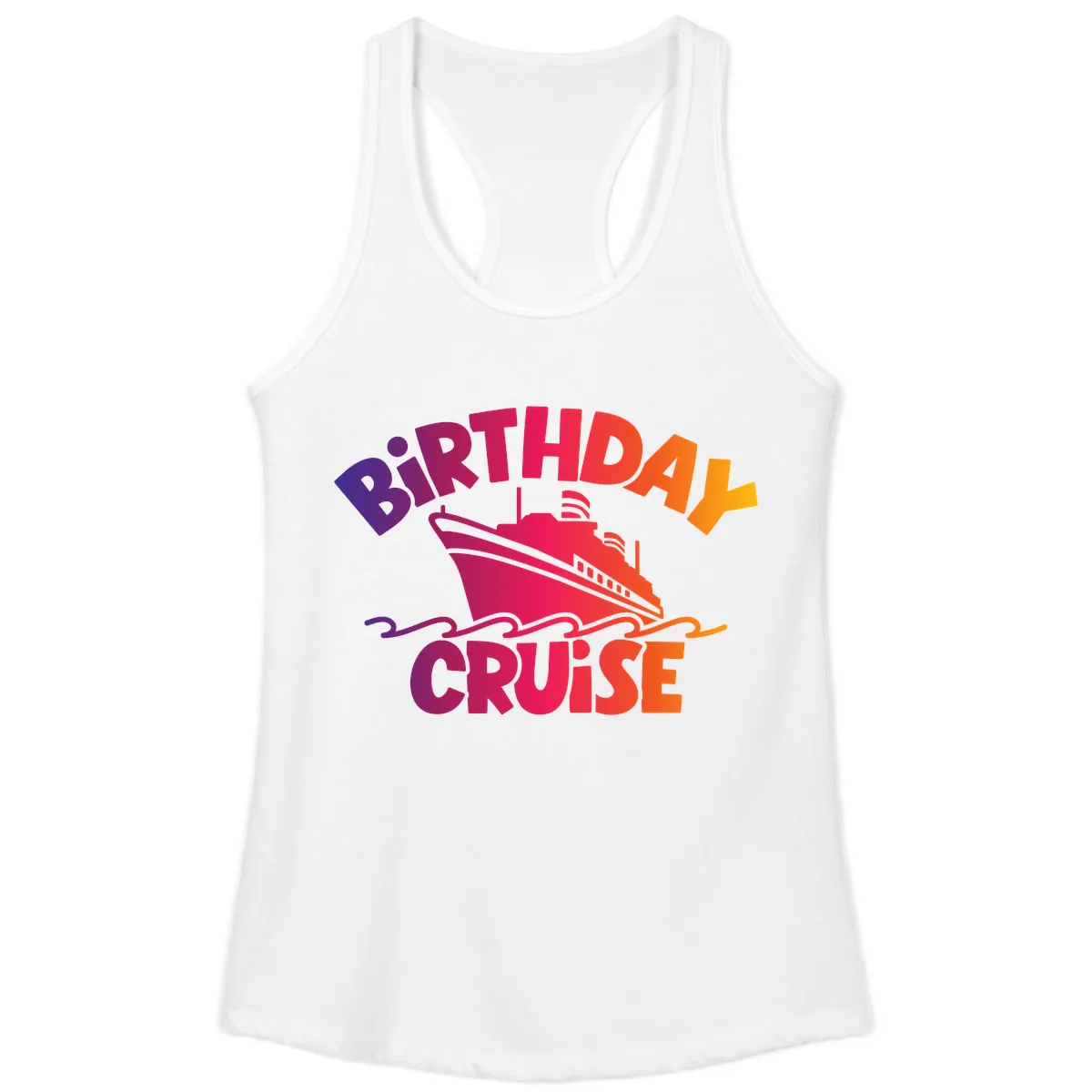 Birthday Cruise Fun Ladies Tank in White