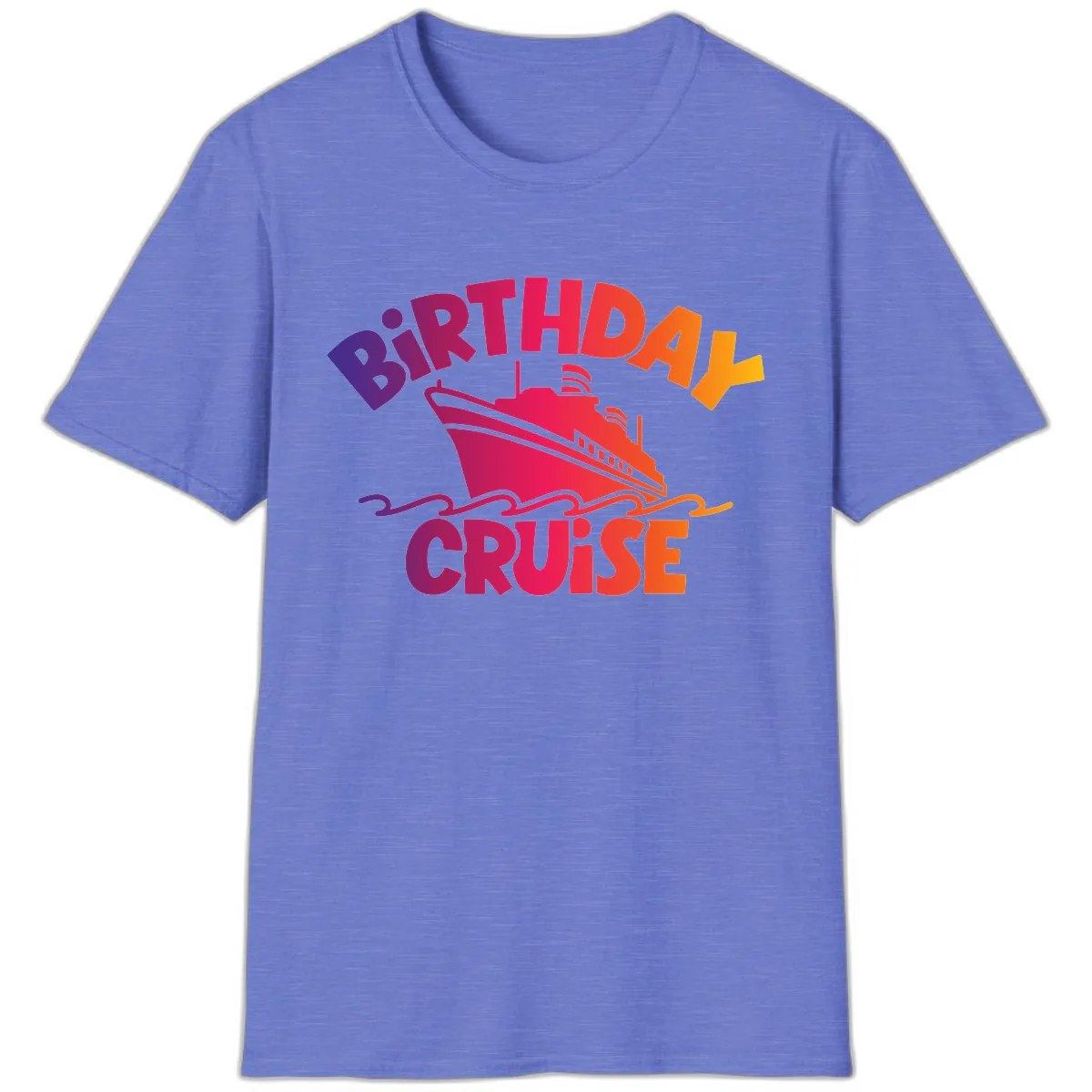 Birthday Cruise Fun T-Shirt in Heather Royal