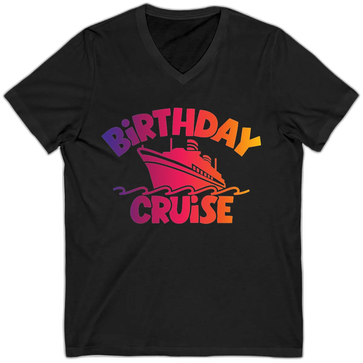 Birthday Cruise Fun V-Neck in Black