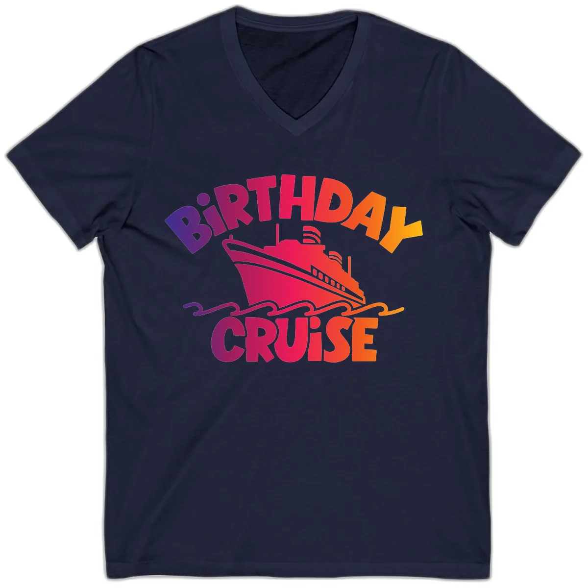 Birthday Cruise Fun V-Neck in Navy