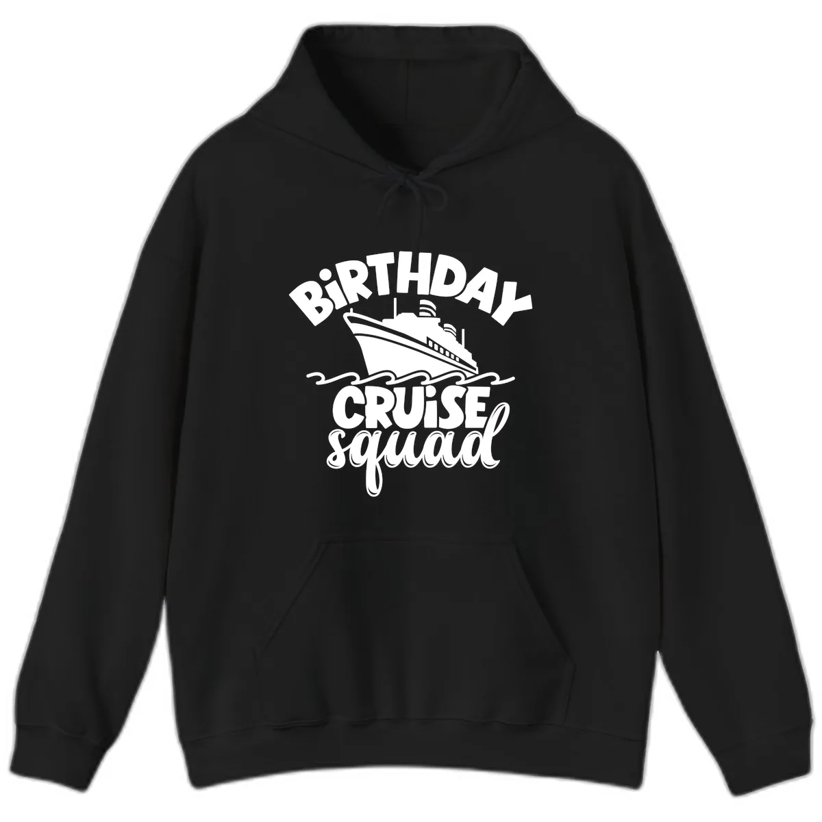 Birthday Cruise Squad Ship Design Hoodie in Black