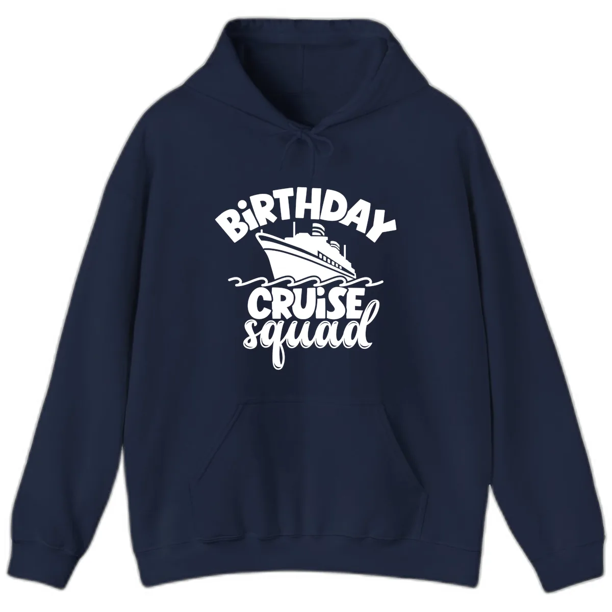 Birthday Cruise Squad Ship Design Hoodie in Navy