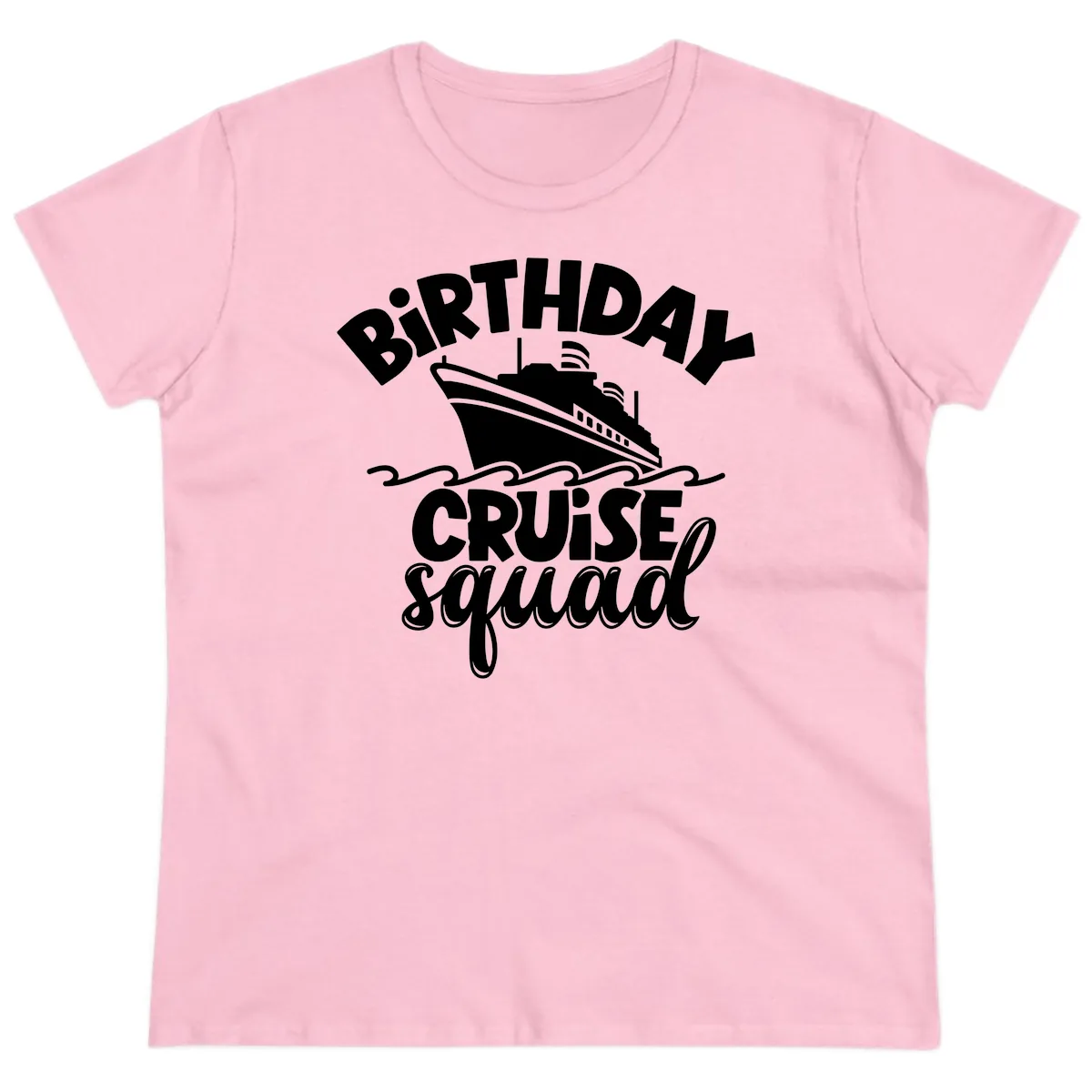 Birthday Cruise Squad Ship Design Ladies Tee in Light Pink