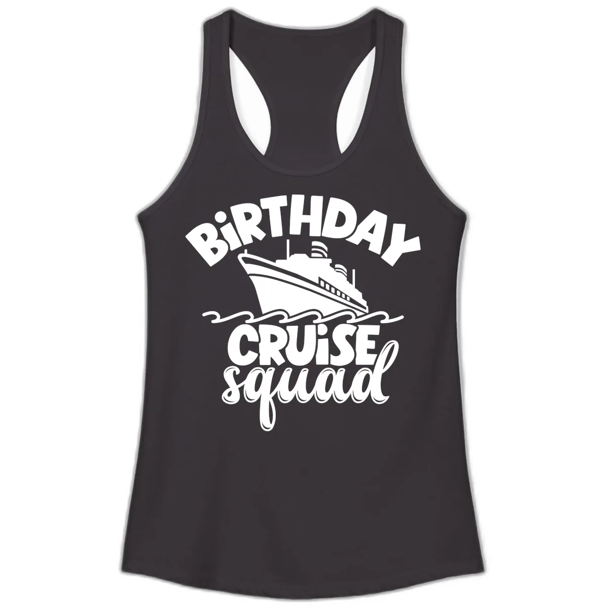Birthday Cruise Squad Ship Design Ladies Tank in Black