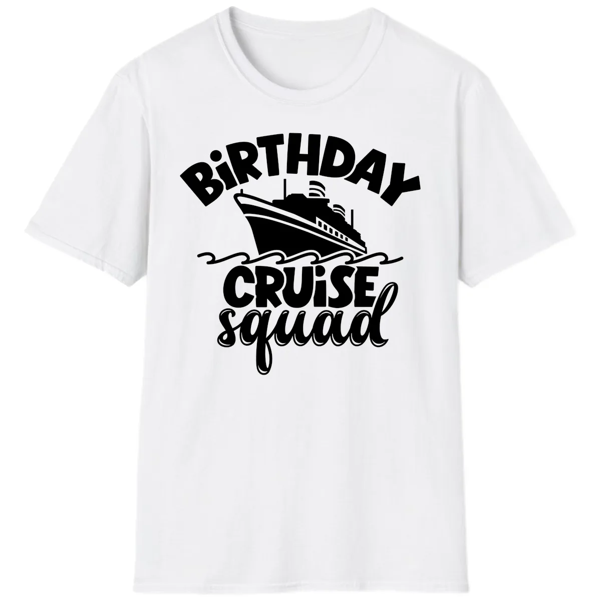 Birthday Cruise Squad Ship Design T-Shirt in White