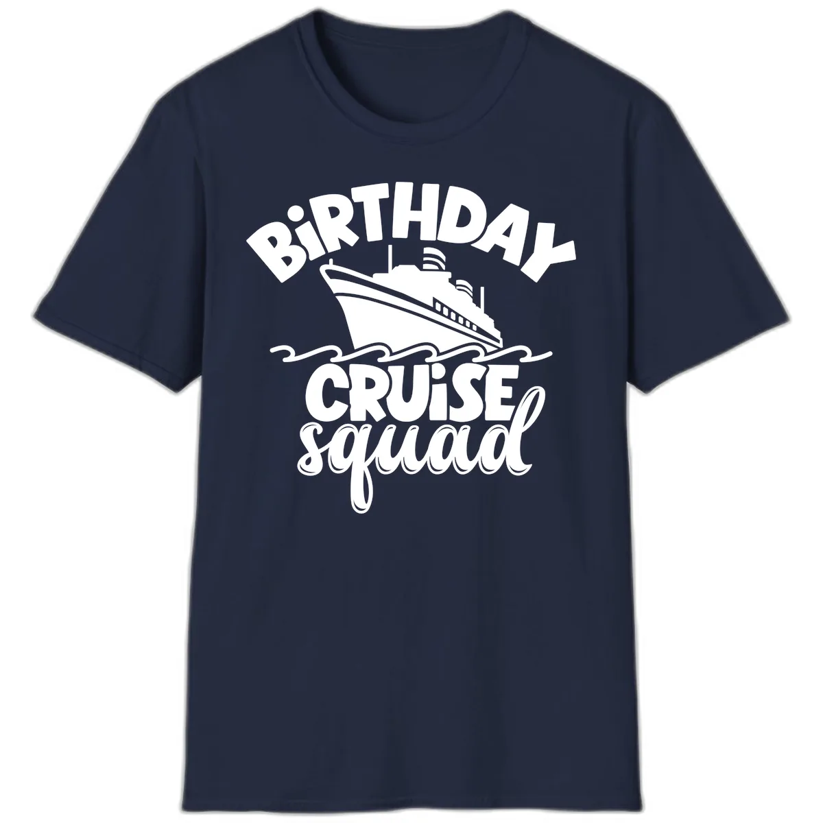 Birthday Cruise Squad Ship Design T-Shirt in Navy
