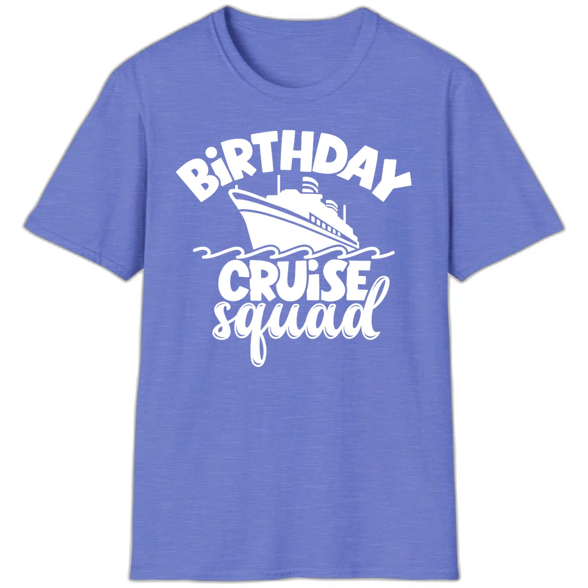 Birthday Cruise Squad Ship Design T-Shirt in Heather Royal