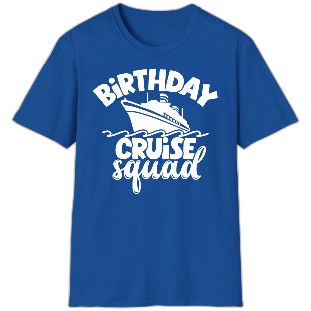 Birthday Cruise Squad Ship Design T-Shirt in Royal