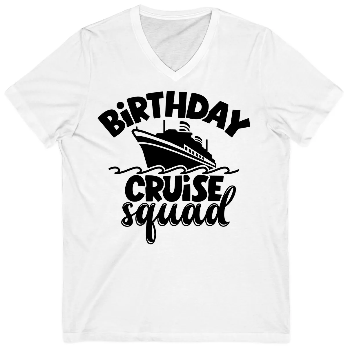 Birthday Cruise Squad Ship Design V-Neck in White